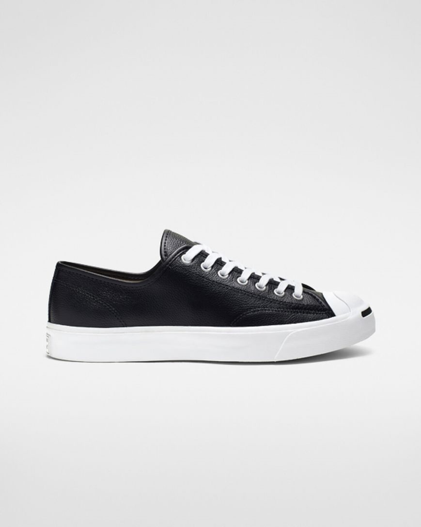 Tenisi Barbati Converse Jack Purcell Piele Negrii Albi | RO Z0EFY205